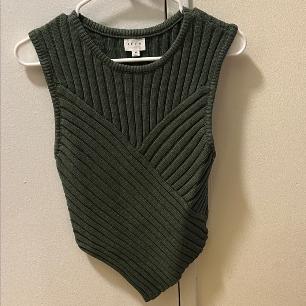 Le Lis Women's Olive Ribbed Sweater Tank Top